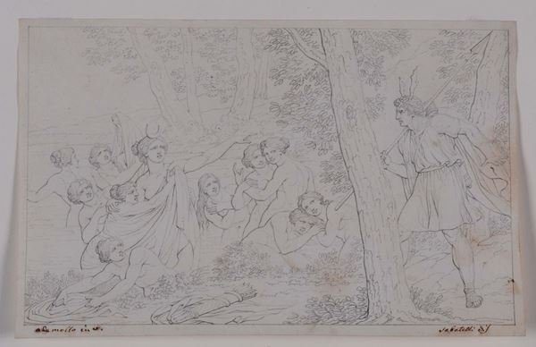 Luigi Sabatelli (1772-1850) attribuito a Diana e le ninfee con Fauno
