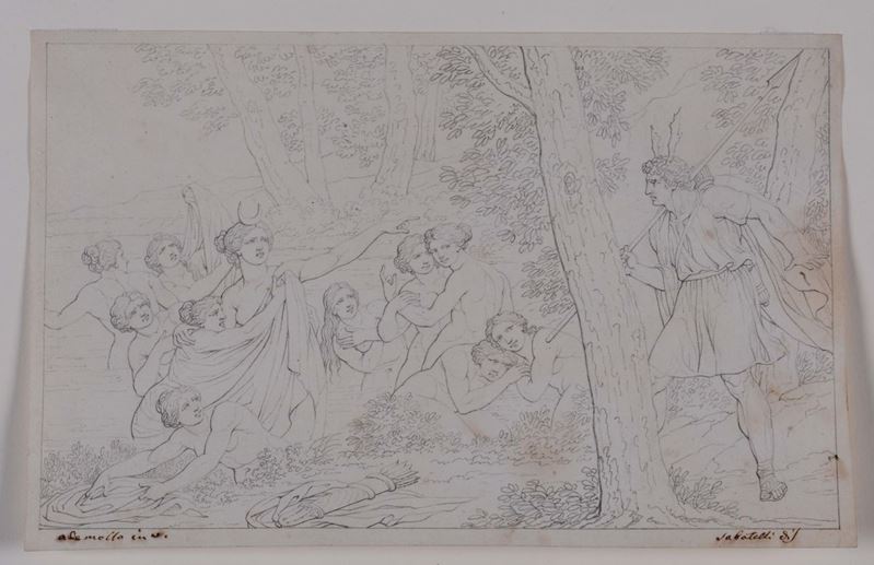Luigi Sabatelli (1772-1850) attribuito a Diana e le ninfee con Fauno  - Asta Disegni Antichi - II - Cambi Casa d'Aste