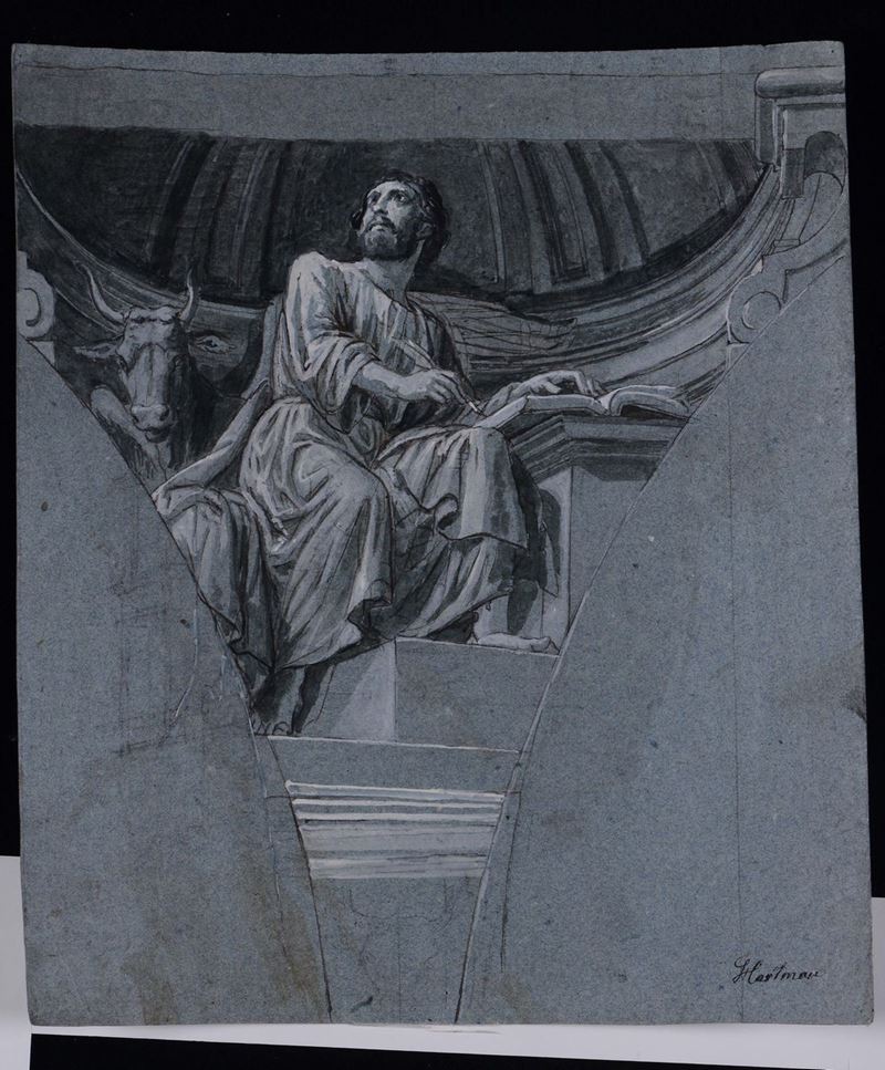 Scuola del XVIII - XIX secolo San Giovanni evangelista  - Auction Old Masters Drawings - II - Cambi Casa d'Aste