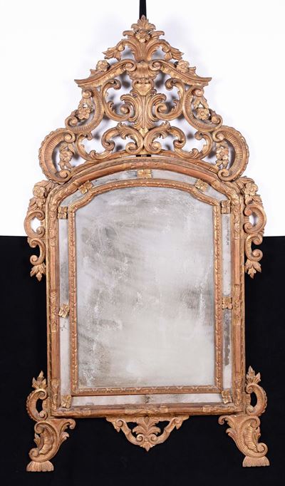 Specchiera in Legno Intagliato e Dorato, Italia XVIII-XIX Secolo