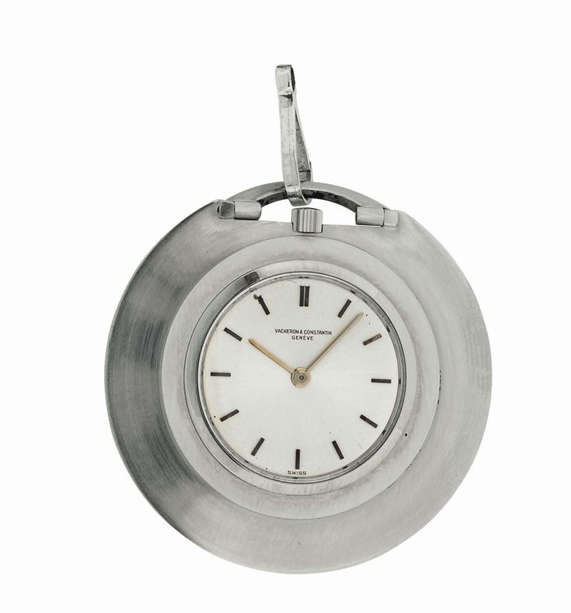 VACHERON & CONSTANTIN, Geneve, Ref. 6345, orologio da panciotto in oro bianco 18K con catena. Realizzato nel 1960 circa  - Asta Orologi da Polso e da Tasca - Cambi Casa d'Aste