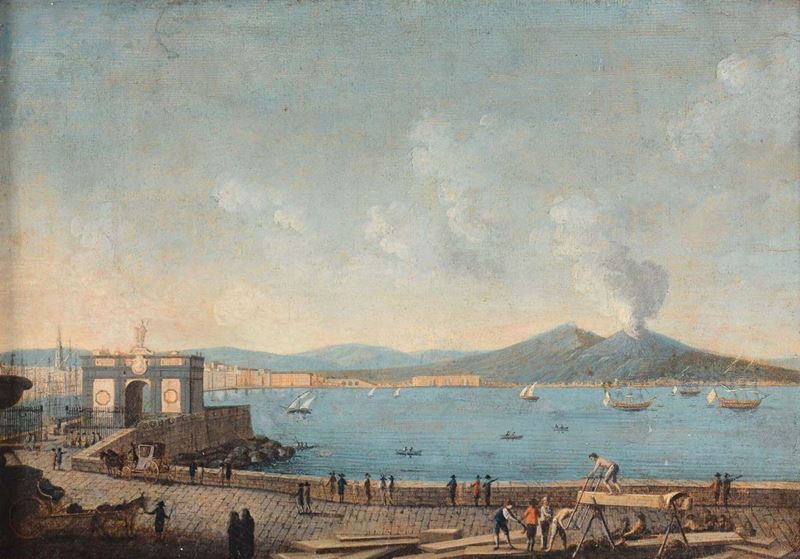 Scuola Napoletana della fine del XVIII secolo Veduta di Napoli  - Auction Fine art - II - Cambi Casa d'Aste