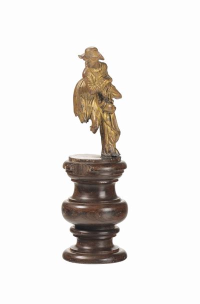 Contadino che Si Appoggia al Bastone, Bronzo Fuso, Cesellato e Tracce di Doratura. Toscana XVI-XV...