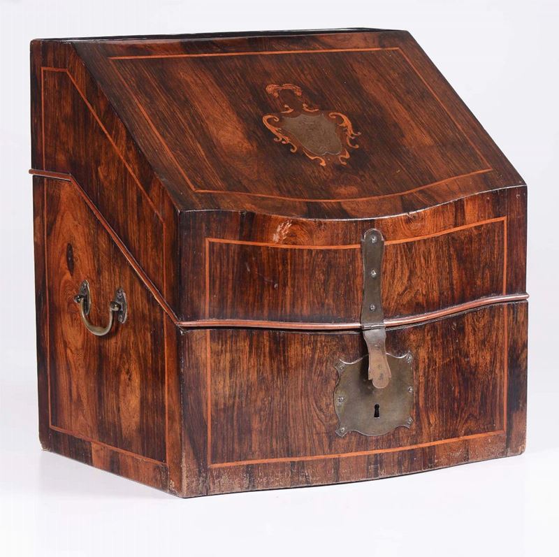 Custodia portaposate in legno lastronato, XIX secolo  - Asta Antiquariato | Asta a Tempo - Cambi Casa d'Aste