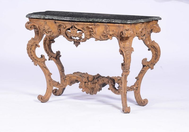 Console Luigi XV in legno intagliato e dorato, XVIII secolo  - Asta Antiquariato - II - Cambi Casa d'Aste