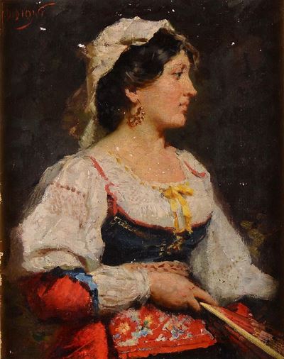 Francesco Didioni (1839 - 1895)ritratto Femminile