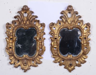 Coppia di Ventoline in Legno Intagliato e Dorato, XIX Secolo