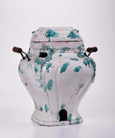 Bruciaprofumi Biansato in Maiolica, XIX Secolo