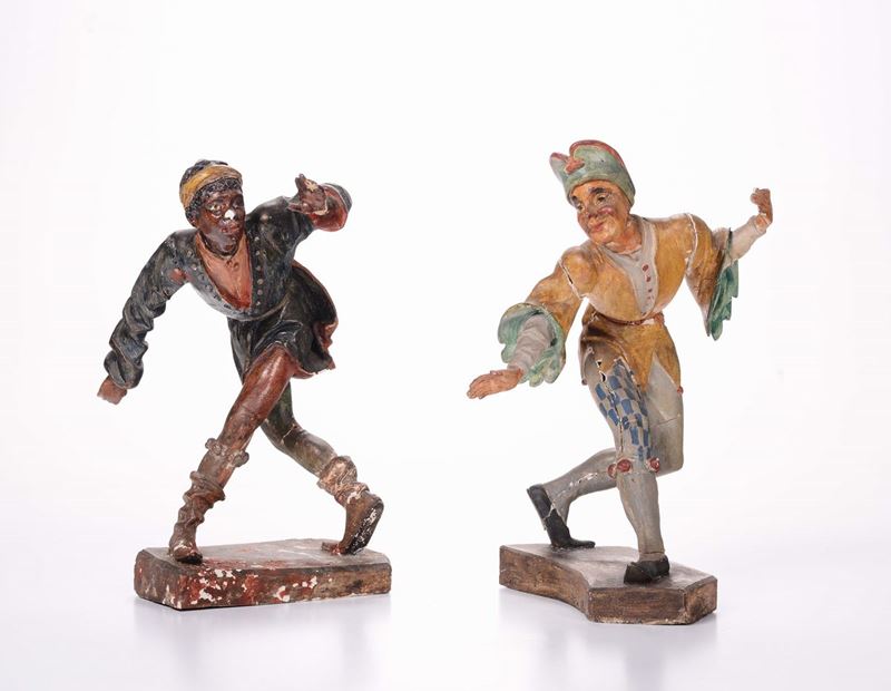 Coppia di maschere in stucco dipinto, Veneto XIX secolo  - Auction Fine art - II - Cambi Casa d'Aste