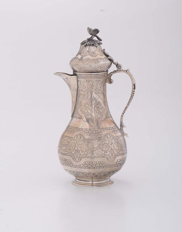 Cuccuma in argento, arte ottomana, Turchia XIX secolo