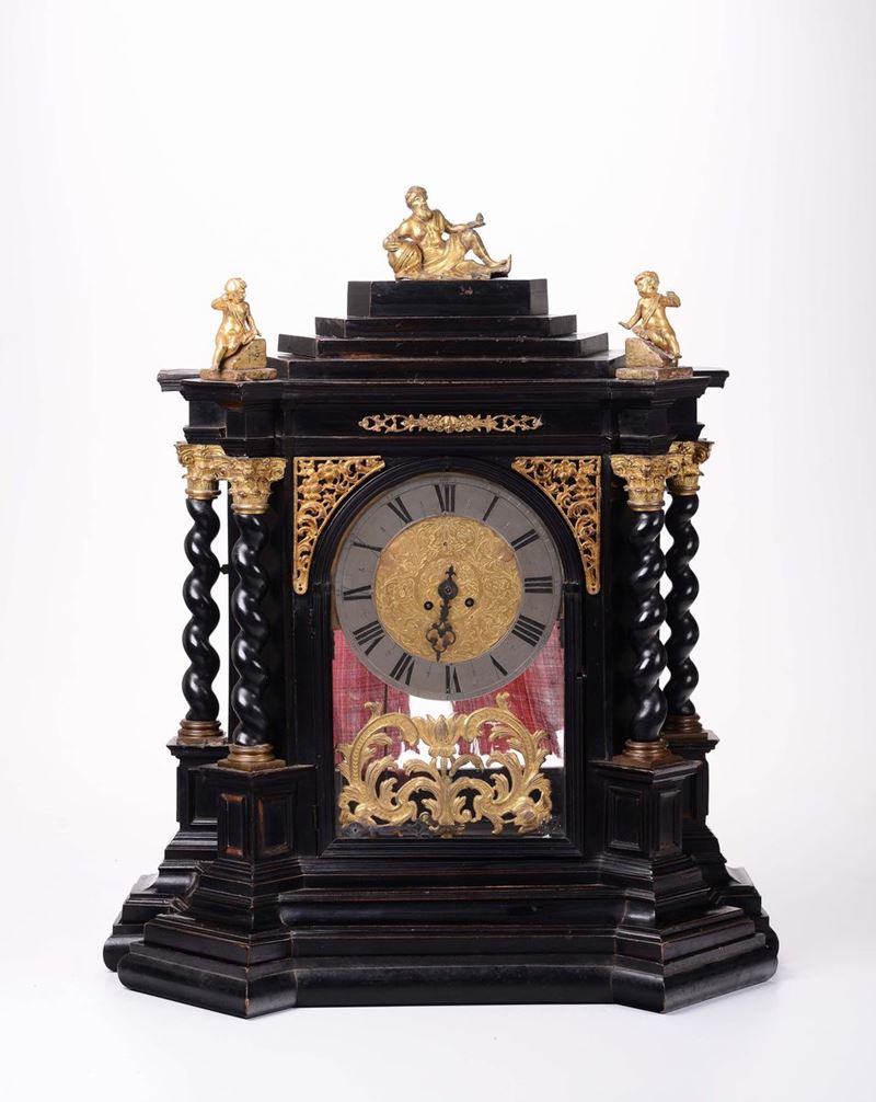 Pendola da tavolo con cassa in legno ebanizzato, XIX secolo  - Asta Dalla Raccolta di un Maître-Horloger - Cambi Casa d'Aste