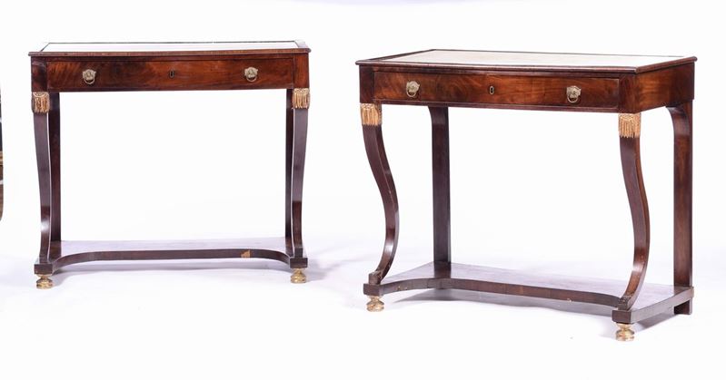 Coppia di console Impero in mogano, Sicilia XIX secolo  - Auction Fine art - II - Cambi Casa d'Aste