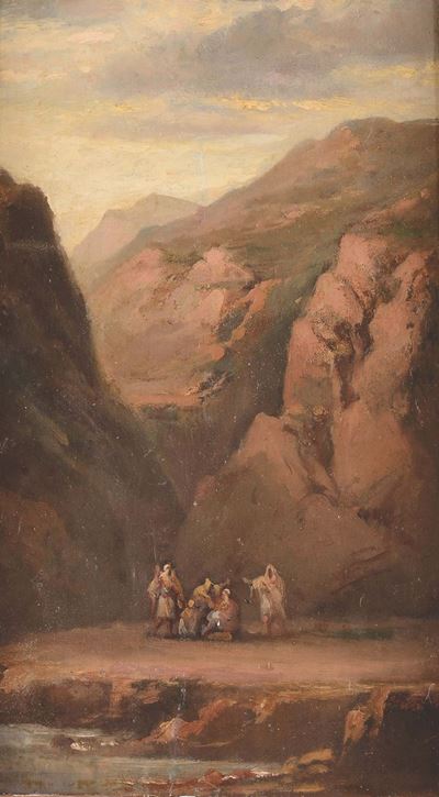 Anonimo del XIX Secolopaesaggio con Arabi