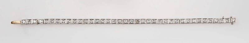 Brilliant-cut diamond line bracelet  - Auction Fine Jewels - II - Cambi Casa d'Aste