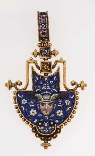 Pendente con Micromosaico Raffigurante Mercurio