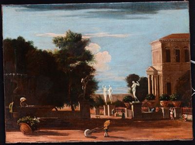 Marco Ricci (belluno 1676 - Venezia 1730)paesaggio con Villa