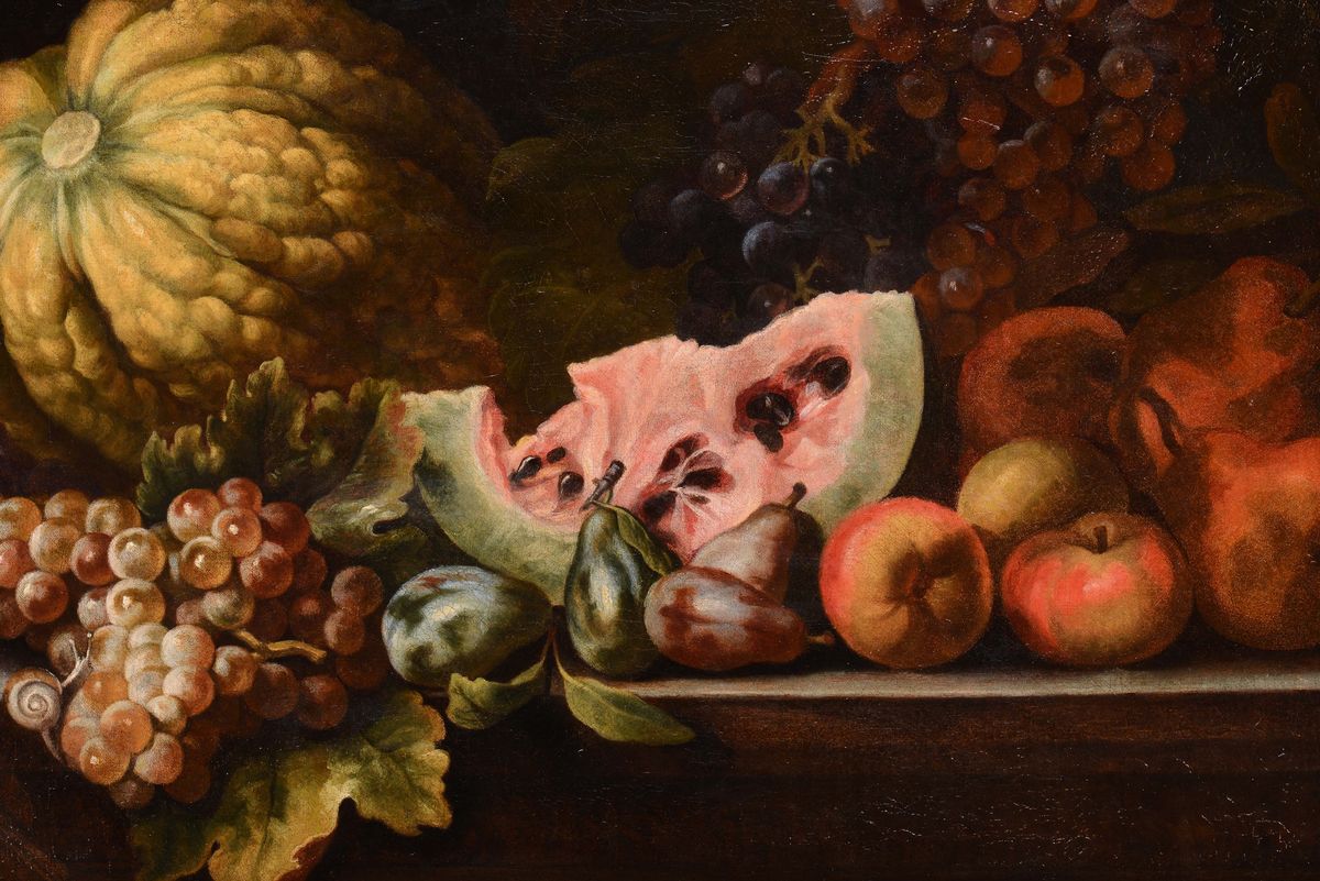 Giuseppe Ruoppolo (napoli 1631-1710), Attribuito Anatura Morta di Frutta, Zucca e Anguria