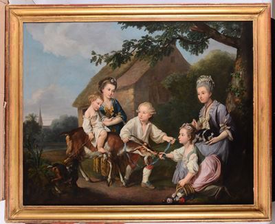 Johann Christian Von Mannlick (strasburgo 1741 - Monaco di Baviera 1822)scena Familiare con Capre...