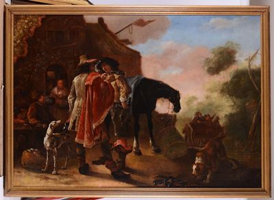 Anthony De Haen (1640-1675)gentiluomini a Riposo Davanti Ad una Stazione di Posta