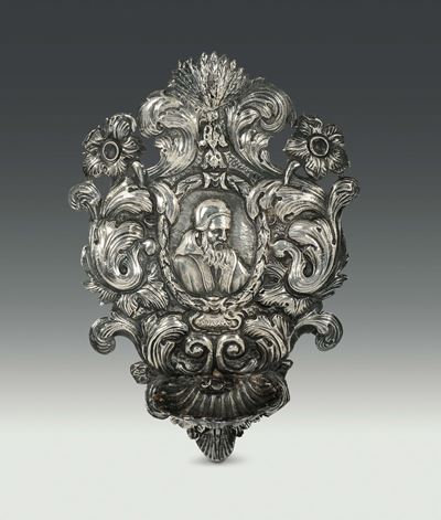 Acquasantiera in Argento Sbalzato e Cesellato, Genova, Fine del XVII Secolo