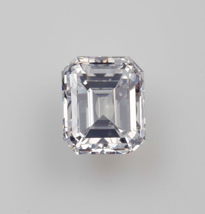 Solitaire taglio rettangolare di ct 5,01, colore H, caratteristiche interne VS1  - Asta Fine Jewels - II - Cambi Casa d'Aste