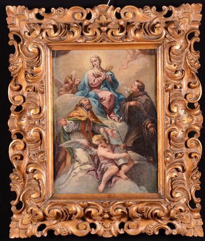 Scuola Veneta del XVIII Secolomadonna in Gloria con Santi