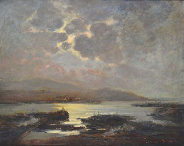 Andrea Figari (1858-1945) Veduta di porto