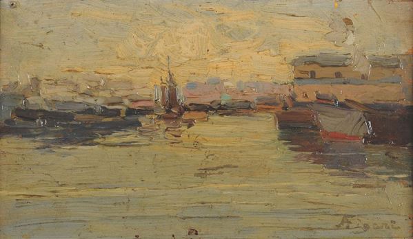 Andrea Figari (1858-1945) Veduta di porto