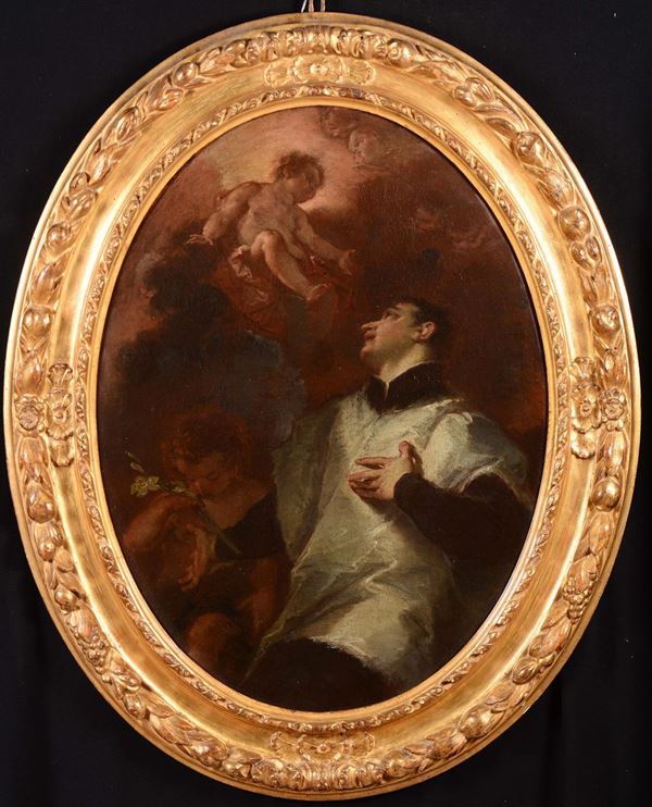 Giuseppe Bazzani (Mantova 1690-1769) San Luigi Gonzaga che adora Gesù Bambino