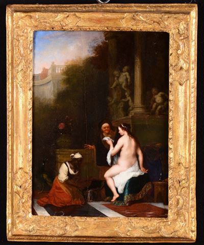 Willem Van Mieris (leida 1662-1747), Attribuito Anudo Femminile con Figure