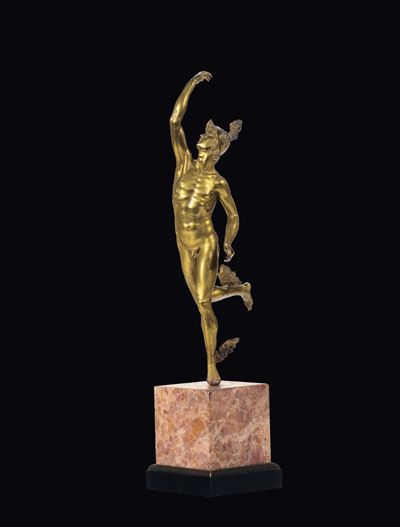 Mercurio, Bronzo Fuso, Cesellato e Dorato, Fonditore Italiano o D'oltralpe Attivo nel XVI-XVII Se...