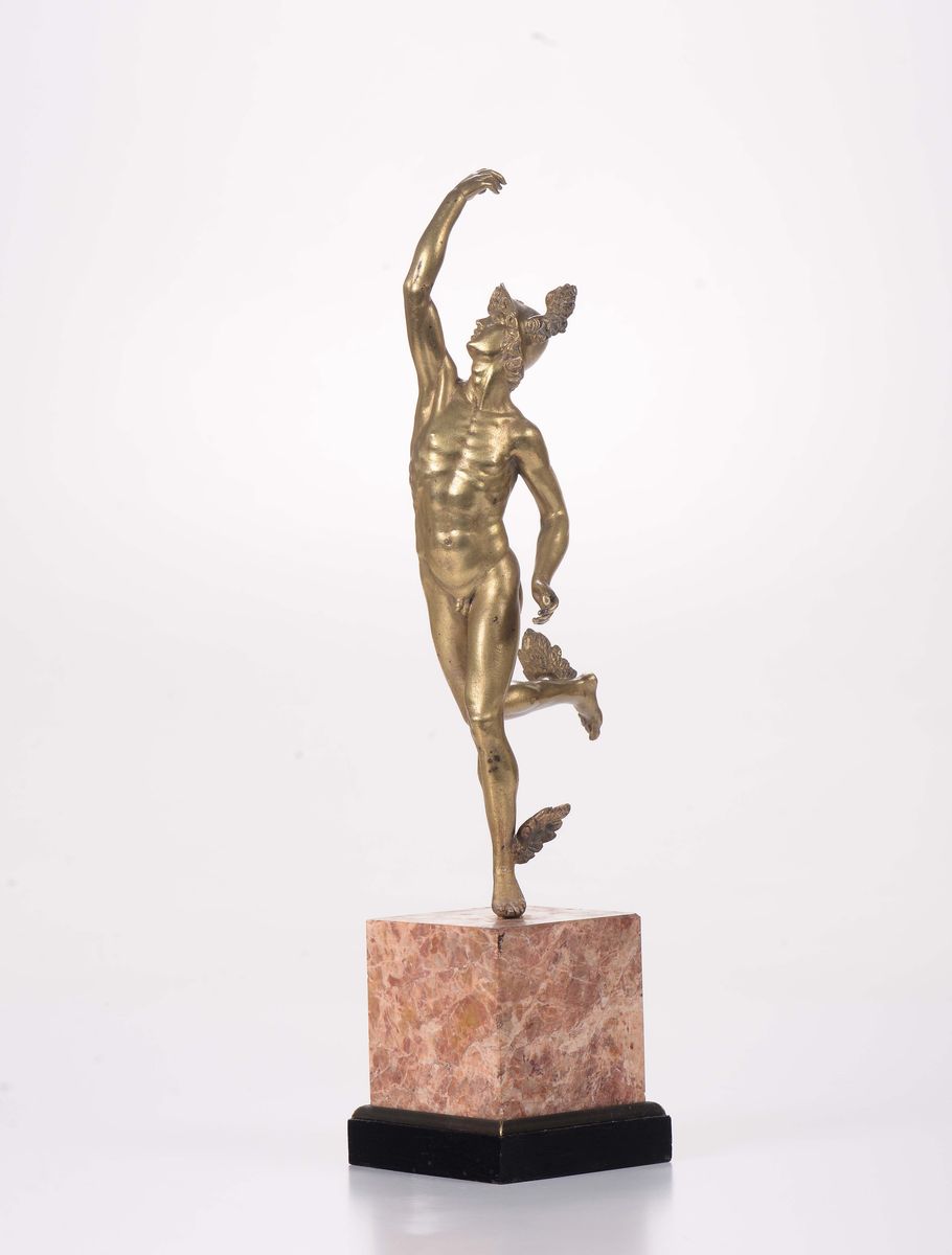 Mercurio, Bronzo Fuso, Cesellato e Dorato, Fonditore Italiano o D'oltralpe Attivo nel XVI-XVII Se...