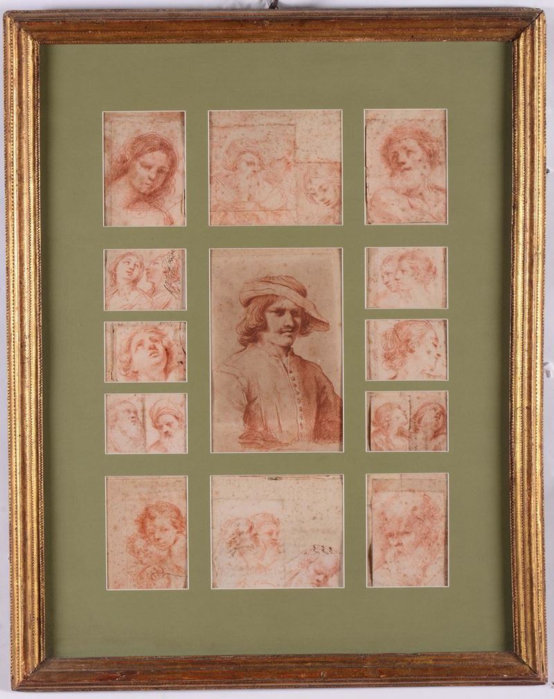 Lotto di tredici disegni Studi di teste  - Auction Old Masters Drawings - II - Cambi Casa d'Aste