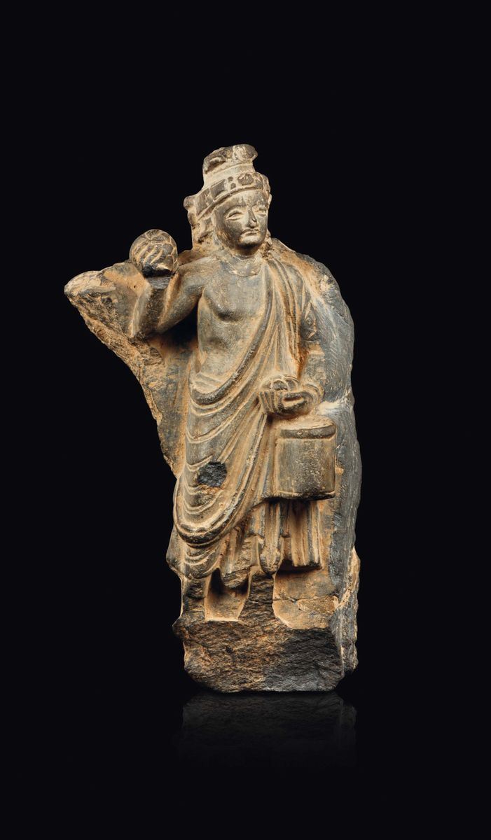 A schist figure of standing Buddha, Gandhara, 2nd/3rd century  - Auction Fine Chinese Works of Art - Cambi Casa d'Aste