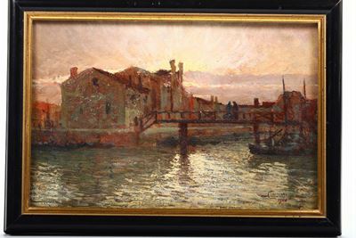 Lodovico Cavaleri (1867-1942), Attribuito Apaesaggio Lagunare,