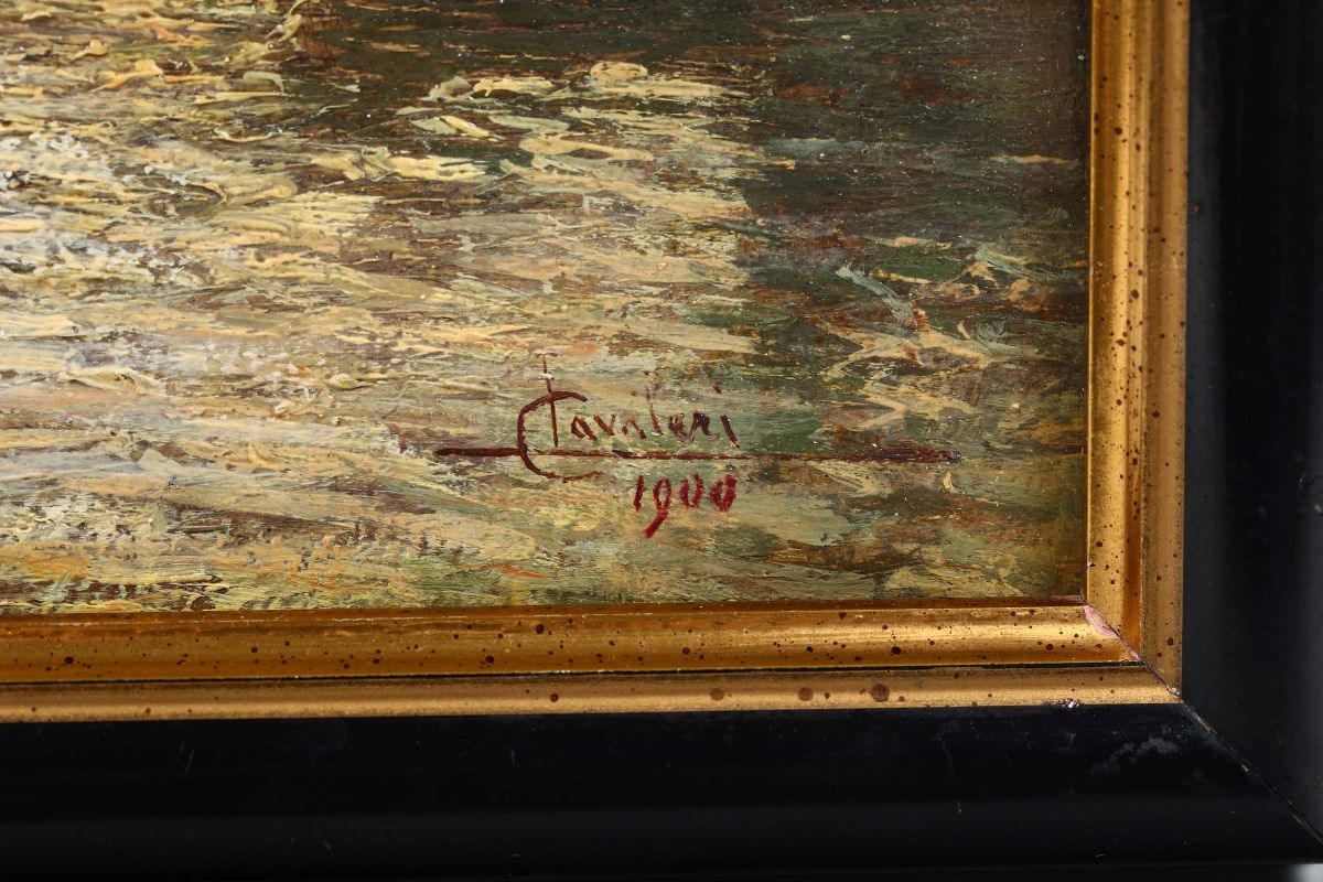 Lodovico Cavaleri (1867-1942), Attribuito Apaesaggio Lagunare,