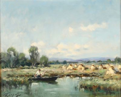 Ivan Karpoff (1898 - 1970)paesaggio Lacustre
