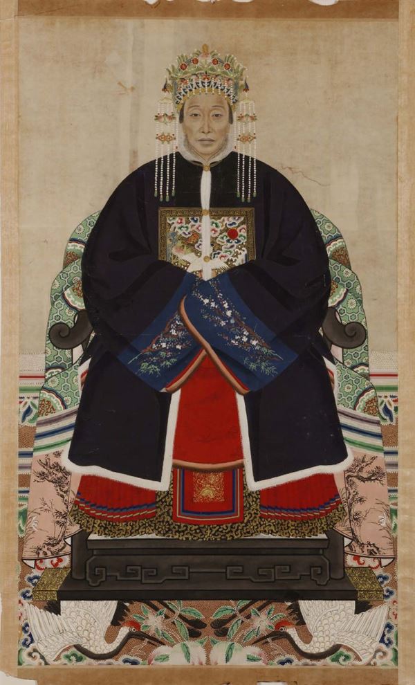 A painting on paper depicting Empress, China, Qing Dynasty, 19th century