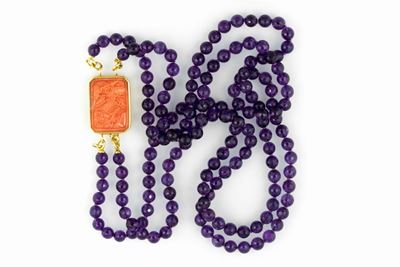 Collana Composta da Due Fili di Ametista Taglio Briolette