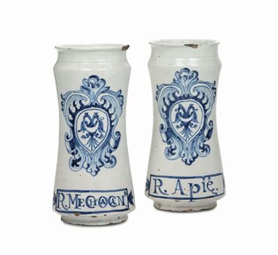 Coppia di Albarelli Spagna, Talavera, Inizio del XVIII Secolo