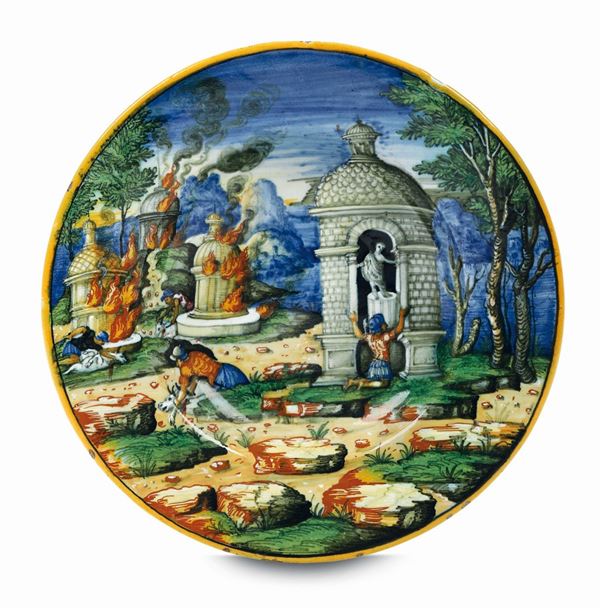 Piatto Urbino, bottega di Guido o Francesco Durantino. Verso la  metà del XVI secolo