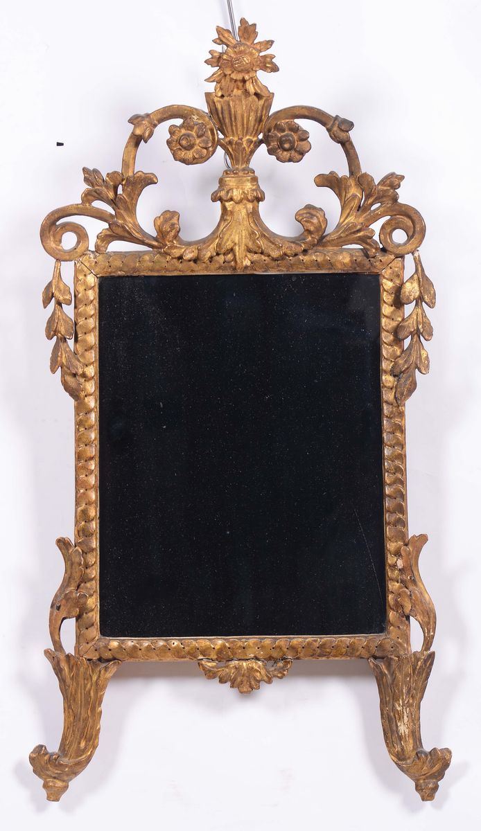 Specchiera in legno intagliato e dorato, XVIII-XIX secolo  - Asta Antiquariato - II - Cambi Casa d'Aste