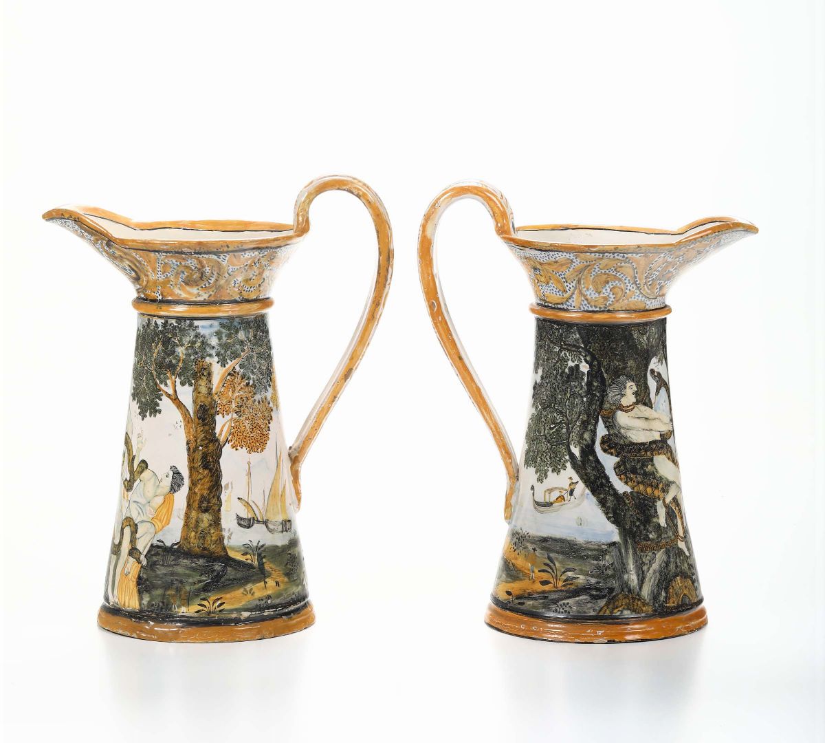 Coppia di Brocche in Maiolica, XIX-XX Secolo