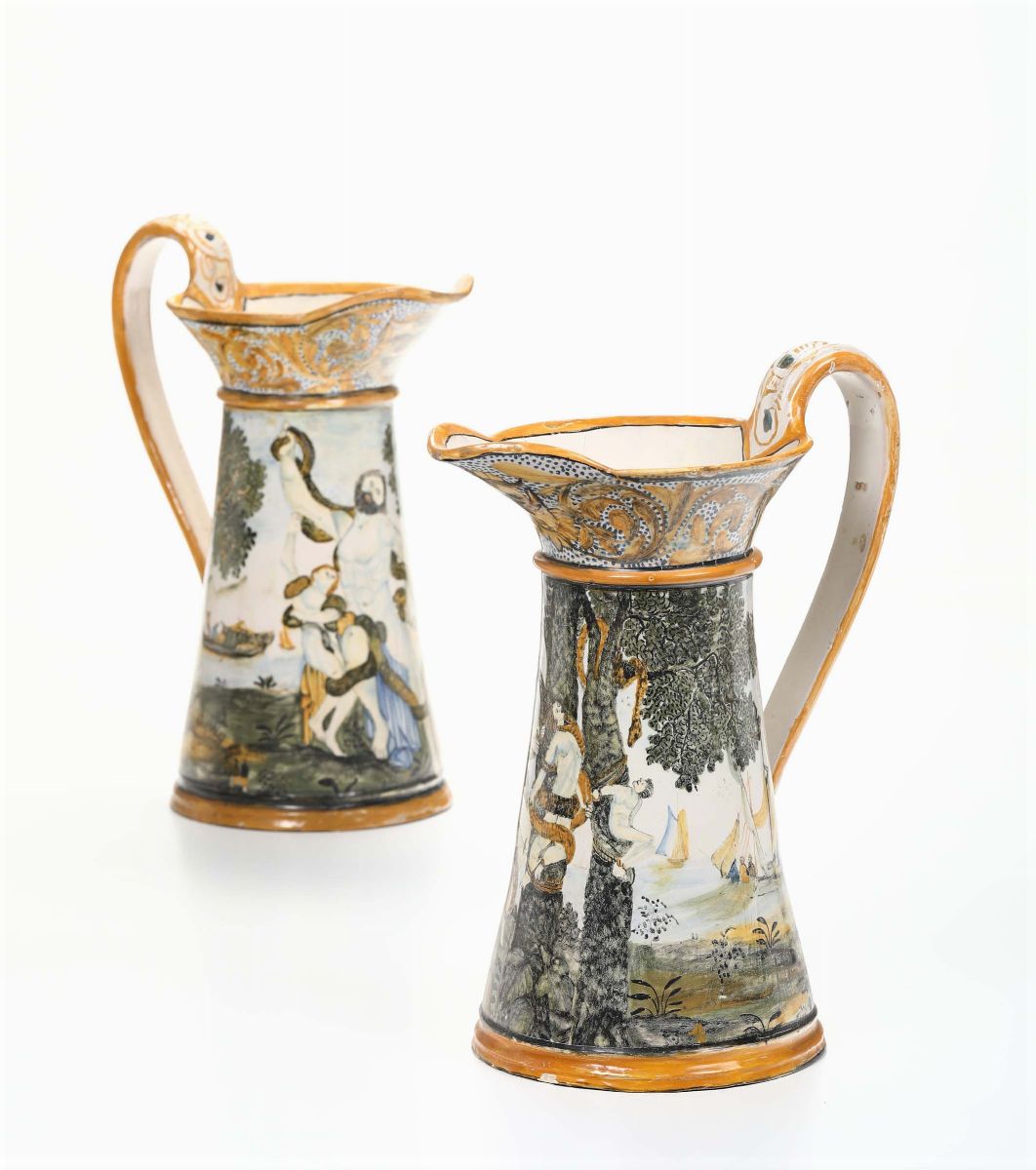 Coppia di Brocche in Maiolica, XIX-XX Secolo