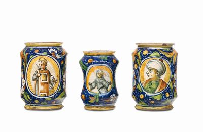 Tre Albarelli Venezia, Bottega di Mastro Giorgio (attr.) Seconda Metà del XVI Secolo
