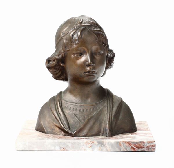 Testa di ragazza in bronzo, XX secolo