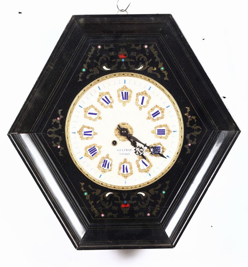 Pendola da parete, Gulimat a Dijon, XIX secolo  - Asta Dalla Raccolta di un Maître-Horloger - Cambi Casa d'Aste