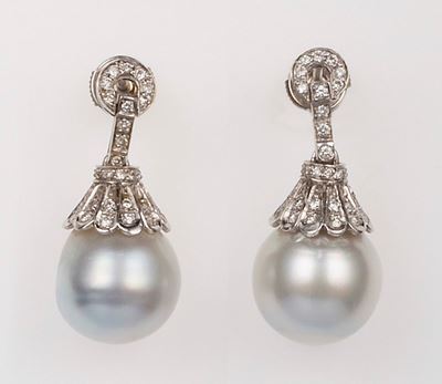 Orecchini Pendenti con Perle Australia e Diamanti