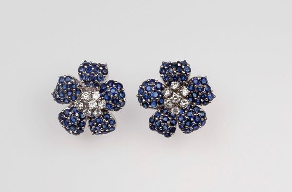 Pair of sapphire and diamond earrings. Tiffany&Co.