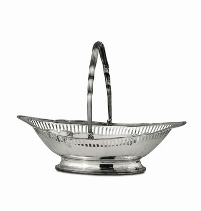 Cestino in Argento Sterling Fuso, Sbalzato, Traforato e Cesellato, Londra 1796, Bollo Dell’argent...